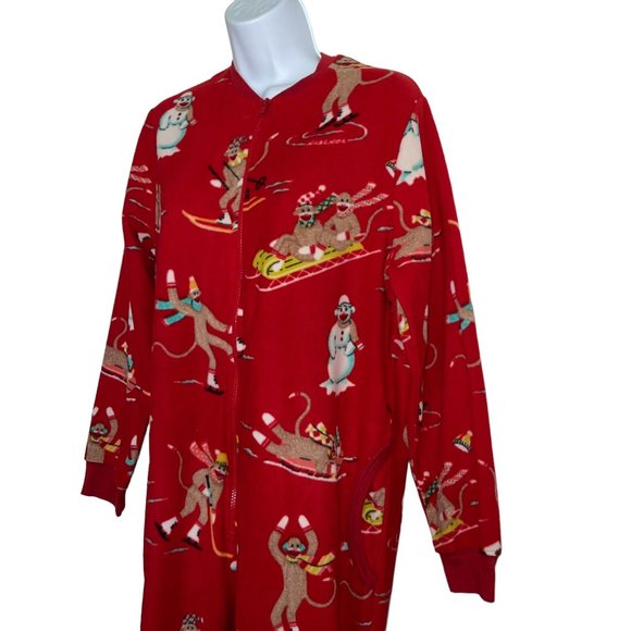 NWT Nick & Nora Sock Monkey Pajamas Womens M Footless Unionsuit PJs Costume Snow - Picture 6 of 10
